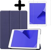 iPad 10.2 (2019 / 2020) Hoesje Hoes + Screenprotector - Donker Blauw