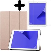 Hoes Geschikt voor iPad 10.2 2019/2020 Hoes Luxe Hoesje Book Case Met Screenprotector - Hoesje Geschikt voor iPad 7/8 Hoes Cover - Goud