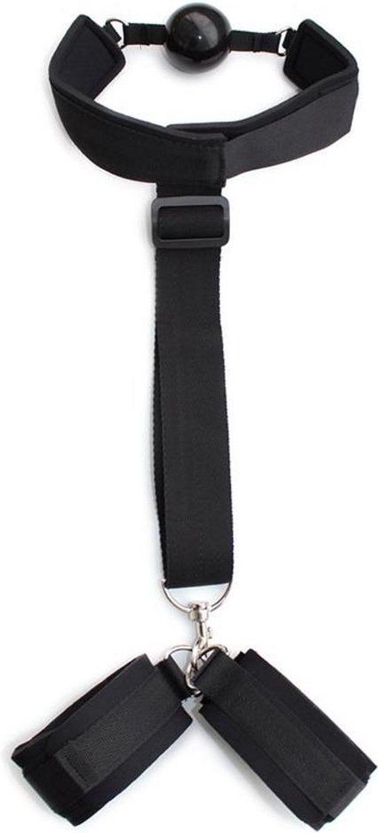 Goedkoopste FETISH ADDICT - Gag Ball With Hand Cuff Black