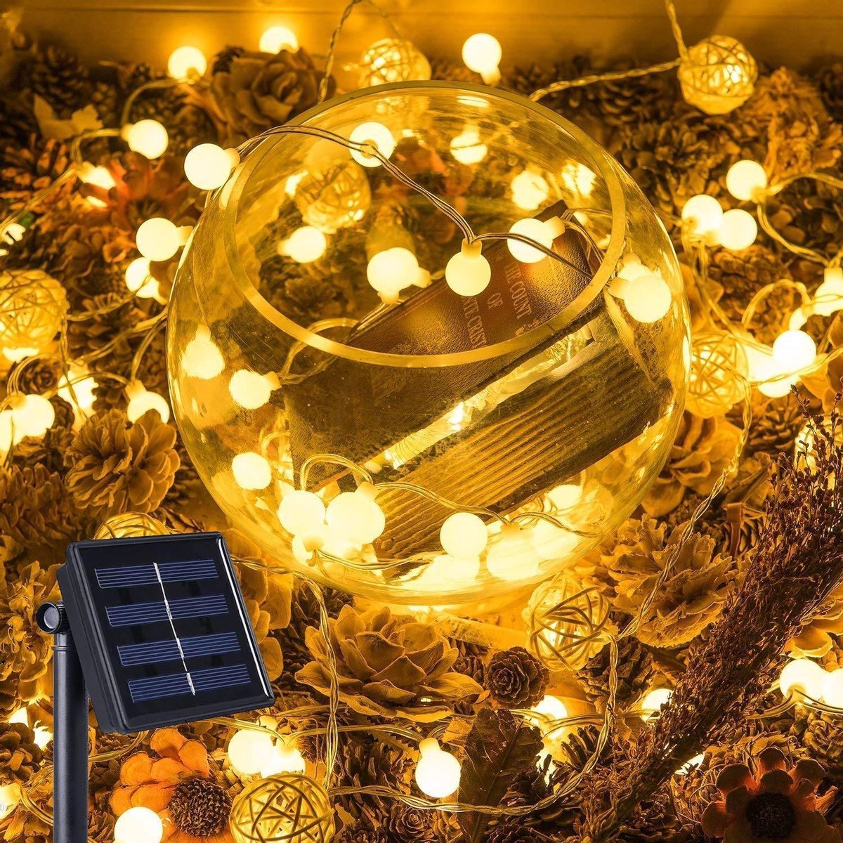 J-Pro Tuinverlichting op zonne-energie - 50 Solar LED 7m Blurry lichtsnoer - ø2cm