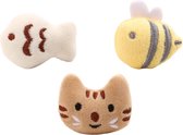 Make Me Purr Mini Animal Set (3 pcs) - Jouets pour chats avec de l'herbe à chat - Jouets interactifs pour chat - Jouet pour chat - Jouets pour chat - Jouet pour chat - Jouets pour chaton Plumes de chat - Jouets pour chat grincheux heureux