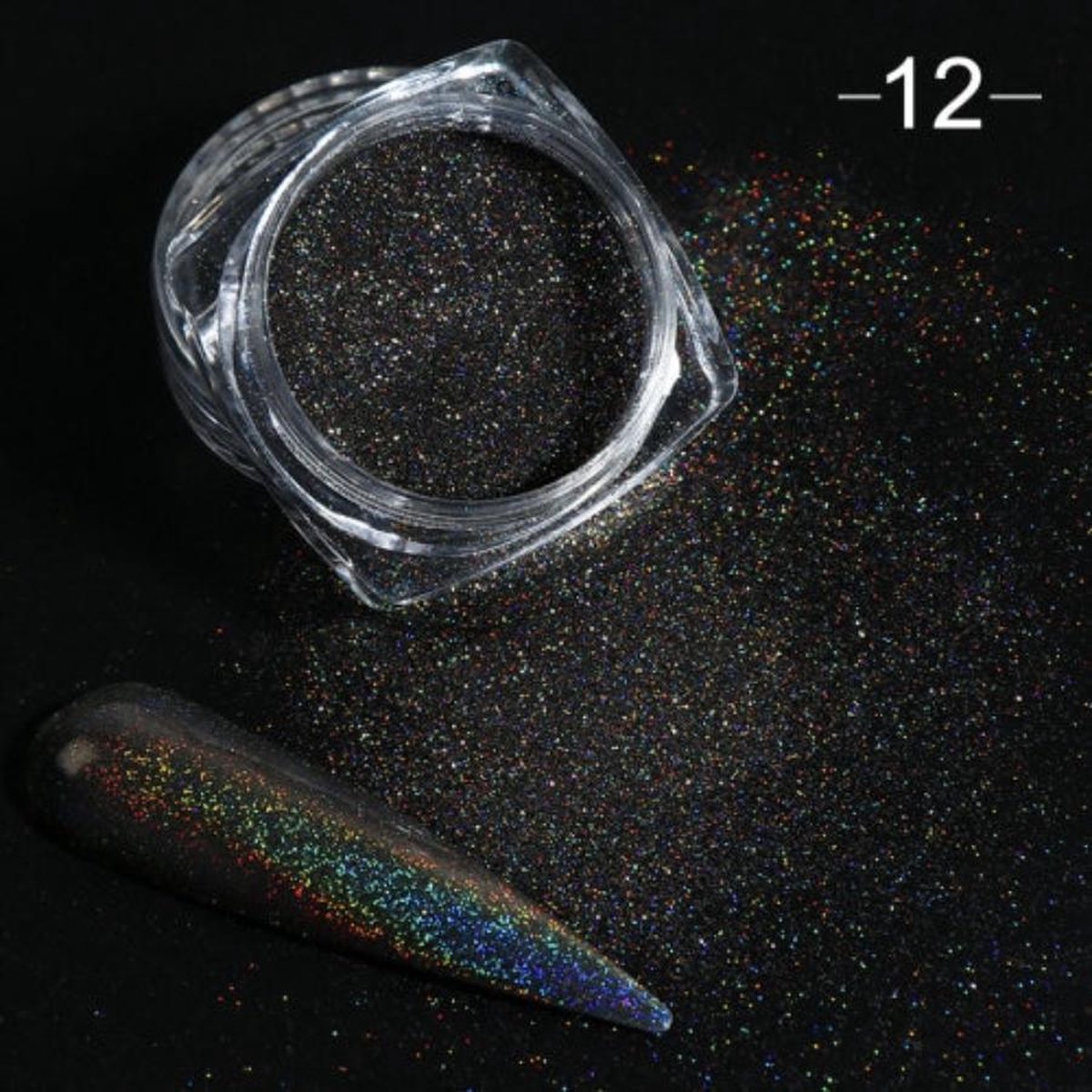 Goedkoopste Holografische Nagel Glitter Poeder Zwart - Nail Art – Rhinestones - Nagelversiering