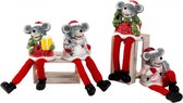 Kerstbeeldjes - Kerstmuizen met bungelbenen - H=16-17cm - Set van 4 stuks
