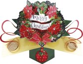 3D Pop-up Wenskaart met envelop - Merry Christmas - Wreath (Krans)