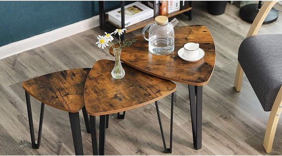 FOREHILL Set van 2 bijzettafels, salontafel, wit, koffietafel