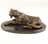 Beeld - Bronzen Luipaard - Gedetailleerd sculptuur - 11,4 cm hoog