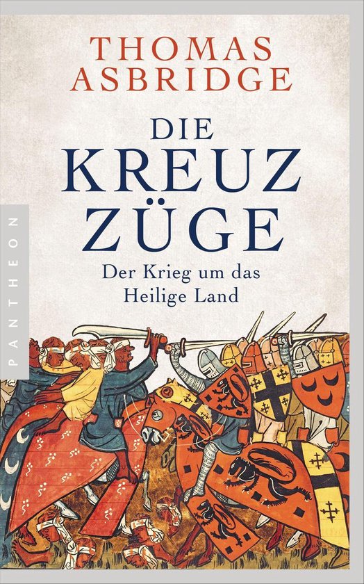 Couverture de livre avec une illustration médiévale de chevaliers combattant à cheval, titrée 'DIE KREUZZÜGE'.