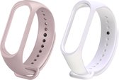 Bandjes voor Xiaomi Mi Band 5 - Wit en Lotus Pink (Roze) - LIMITED EDITION