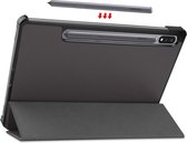 HB Hoes Geschikt voor Samsung Galaxy Tab S7 Grijs & Screenprotector - Trifold Tablet Case & Glazen Screenprotector