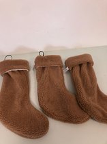 decoratieve kerstsok bruin - set van 3 stuks