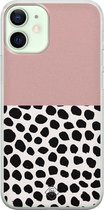 iPhone 12 mini hoesje siliconen - Stippen roze | Apple iPhone 12 Mini case | TPU backcover transparant