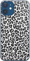 iPhone 12 hoesje siliconen - Luipaard grijs | Apple iPhone 12 case | TPU backcover transparant