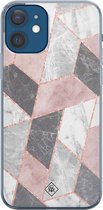 iPhone 12 hoesje siliconen - Stone grid marmer | Apple iPhone 12 case | TPU backcover transparant