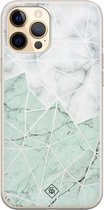 iPhone 12 Pro hoesje siliconen - Marmer mint mix | Apple iPhone 12 Pro case | TPU backcover transparant