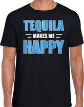 Tequila makes me happy / Tequila maakt me gelukkig drank t-shirt zwart voor heren - tequila drink shirt - themafeest / outfit S