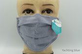Mondkapje - uitwasbaar -3 laags antibacterieel - ecologisch katoen - mondmasker - grijs gestreept - mondkapje - niet medisch - metalen beugel - herbruikbare mondkapjes -