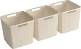 Curver Jute Mand Cube - 17L - 3 stuks - Offwhite - Recycled Kunststof