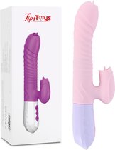 TipsToys Dildo Vibrators voor Vrouwen Gspot Clitoris Stimulator "Orgasme Gegarandeerd" Met verwarming en Lik Functie Sex Toys | Kleur Roze