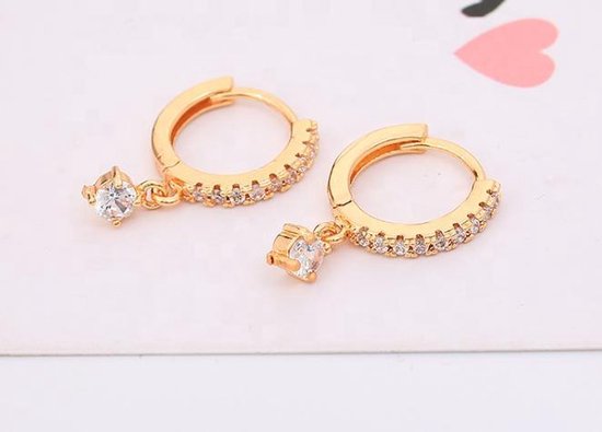 Boucles d'oreilles anneaux avec pendentif | couleur or | bol