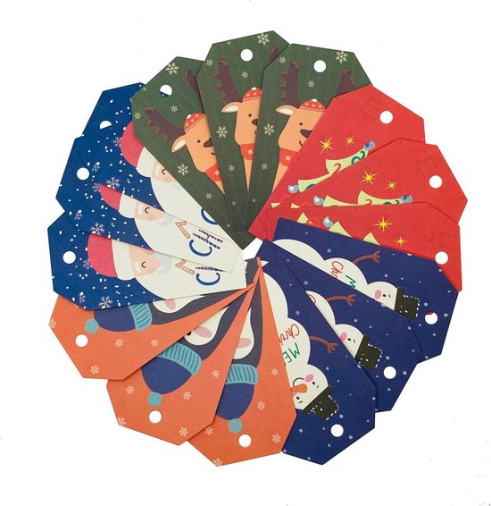 15x Cadeaulabels Kerst / Labels Kerstcadeau / Kerstlabels | Kerstman & Co.