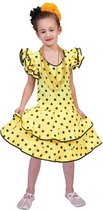 Geel flamencokostuum met stippen voor meisjes - Verkleedkleding - maat 152