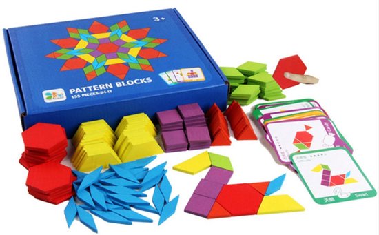 Thumbnail van een extra afbeelding van het spel 155 stukjes Tangramvormen - Creatieve houten puzzel voor jonge kinderen in het onderwijs - Tangram Kinderen Geometrische Vormen Houten Puzzels - Montessori Speelgoedpuzzel met 155 Geometrische vormen en 24 Voorbeeldkaarten