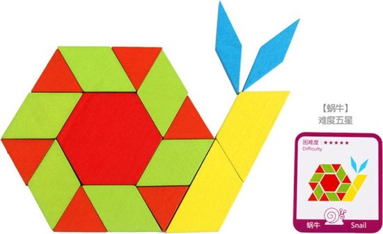 Thumbnail van een extra afbeelding van het spel 155 stukjes Tangramvormen - Creatieve houten puzzel voor jonge kinderen in het onderwijs - Tangram Kinderen Geometrische Vormen Houten Puzzels - Montessori Speelgoedpuzzel met 155 Geometrische vormen en 24 Voorbeeldkaarten