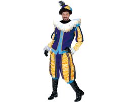 Luxe Pieten kostuum. Kleur: blauw me geel. Maat 52/54