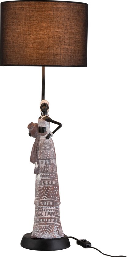 J-Line Lamp Afrikaanse Vrouw Etnisch Hars Bruin/Zwart | bol.com