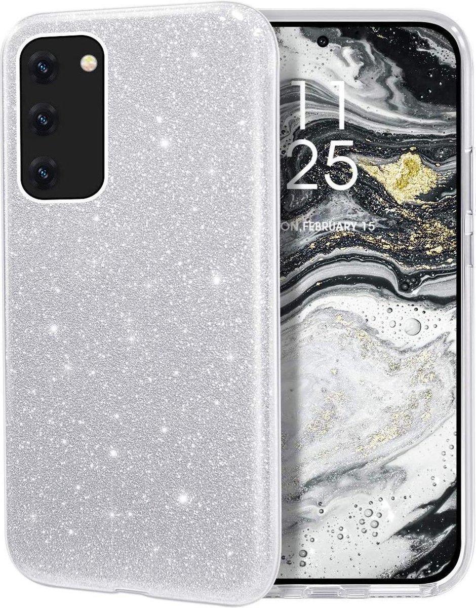 Hoesje Geschikt voor: Huawei P40 Glitters Siliconen TPU Case Zilver - BlingBling Cover