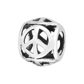 ronde peace bedel | bead | Zilverana | geschikt voor Biagi , Pandora , Trollbeads armband | 925 zilver