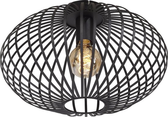 DMQ Plafondlamp Lira - Zwart Industrieel - 40 cm - Metaal - E27