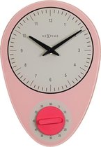 NeXtime NE-3097RZ Wandklok 28x19cm 'Hans', Roze Met Timer