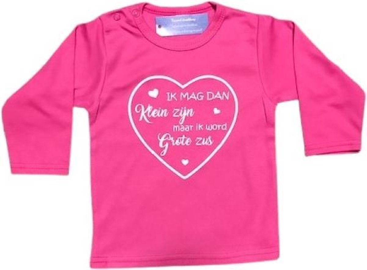 Ik mag dan klein zijn maar ik word grote zus© Aankondiging bekendmaking zwangerschap Baby T-shirt Maat 80