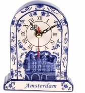 Delfts Blauw Embossed Staande Klok Amsterdam - Souvenir