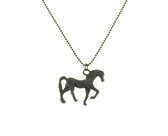 Treasure Trove® Zwart Paard Kinderketting - Ketting + Hanger - Meisje - 50 cm