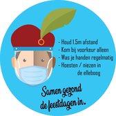 Sinterklaas en Piet, corona raamsticker met corona regels, 40x40cm, PIET FACESHIELD & MONDMASKER