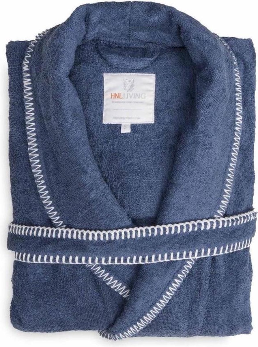 Luxe Dames Bamboe Badjas Jeans Blauw | XL | Comfortabel En Hoogwaardig | Stijlvolle Stiksel Randen