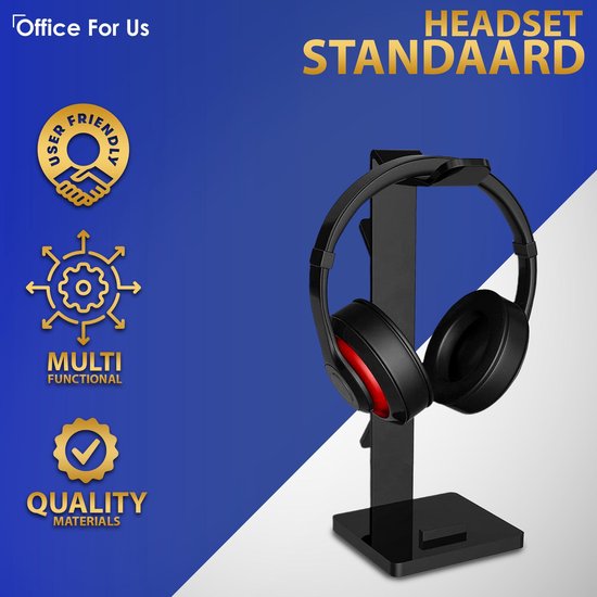 Headset Stand met ingebouwde Kabel Organiser en Telefoon Standaard -  Koptelefoon Standaard voor Bureau - Headset Houder - met Antislip - Zwart - Office For Us
