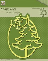 SDL010 Snijmal Nellie Snellen - die Lene Design - Tree with stars - kerstboom met sterren