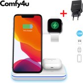Comfy4u 2023 Ultimate – 3 in 1 Draadloze Oplader Inclusief Gratis Qualcomm Quick Charge 3.0 adapter en kabel – Voor iPhone Iphone / iWatch / Airpods 2 Pro / Samsung Galaxy / Huawei