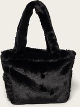 Omay Mini Bag - Schoudertas voor Dames - Shopper Zwart - Faux Fur - 20x5x15 cm - Handmade