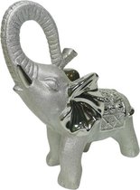 Beeld olifant zilver gekrulde slurf keramiek