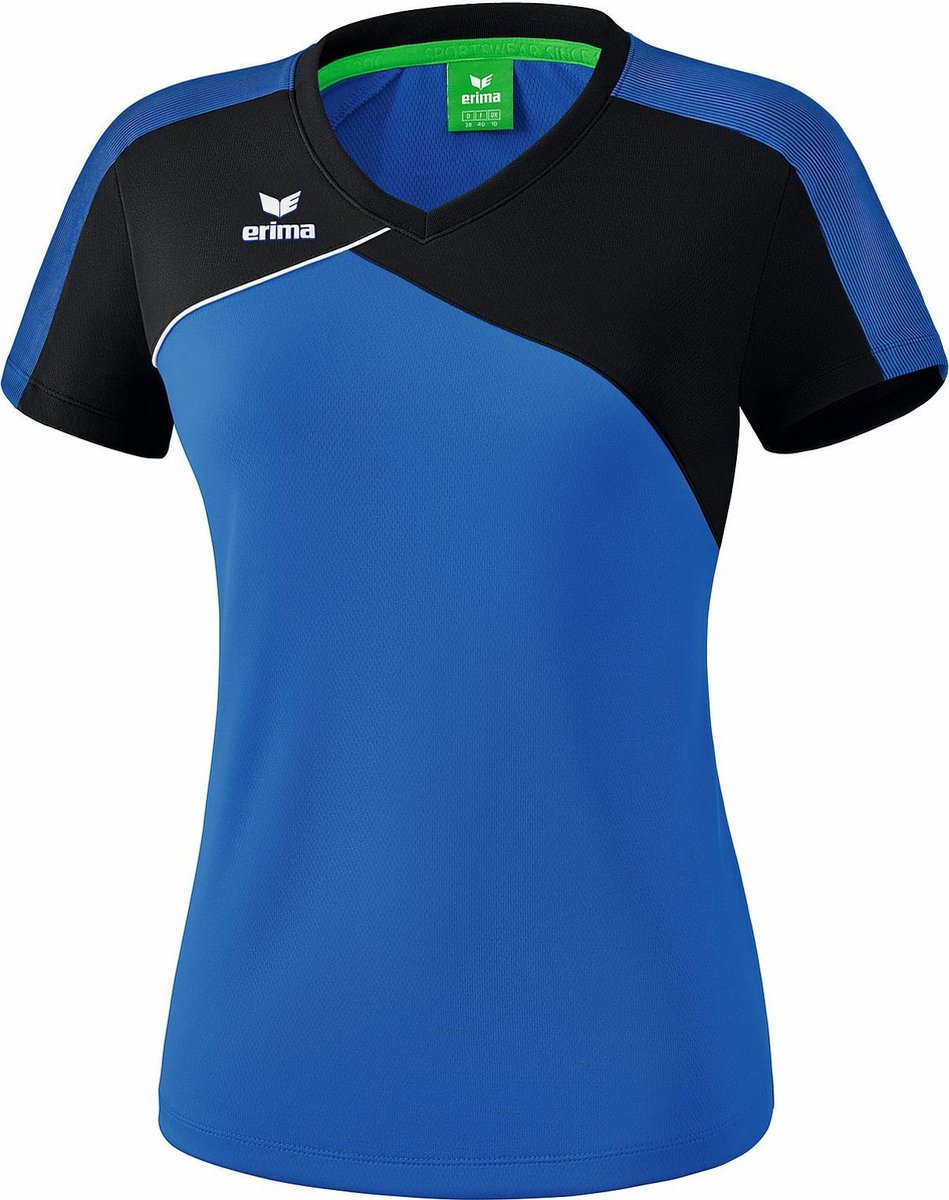 Erima Premium One 2.0 T-Shirt Dames - New Royal / Zwart / Wit | Maat: 48