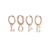 LOVE Oorbel set  - Damesjuwelen - Typeletters met Zirkonia -14 K geelgoud verguld