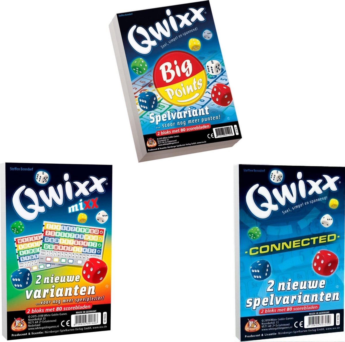 Spellenbundel - 3 stuks - Dobbelspel - Qwixx Big Points & Qwixx Mixx & Qwixx Connected