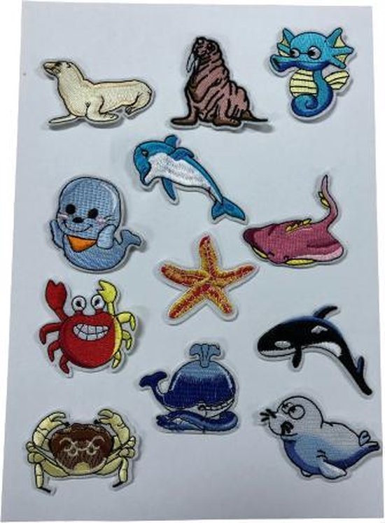 Akyol - Strijkembleem zeedieren (12) - stof en strijk embleem Applicatie -  Geborduurd... | bol.com