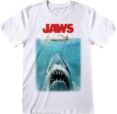 Jaws Heren Tshirt -XL- Poster Wit