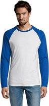 SOLS Heren Funky Contrast T-Shirt met lange mouwen (Wit/royaal blauw)