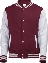 Awdis Kinder Unisex Varsity Jacket / Schoolwear (Bourgogne / Heather Grey)